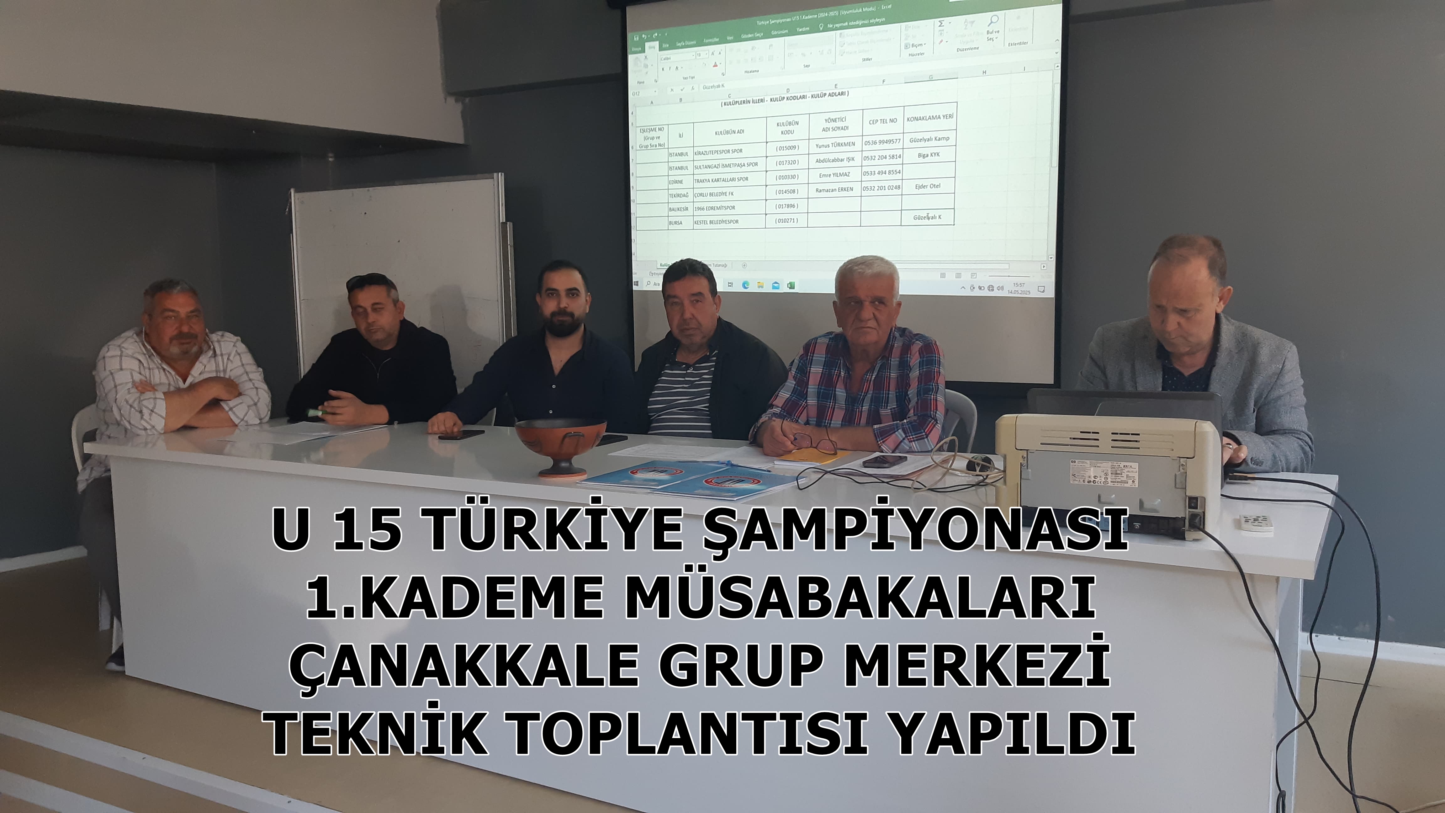 U 15 TÜRKİYE ŞAMPİYONASI 1.KADEME MÜSABAKALARI ÇANAKKALE GRUP MERKEZİ TOPLANTISI VE KURA ÇEKİMİ